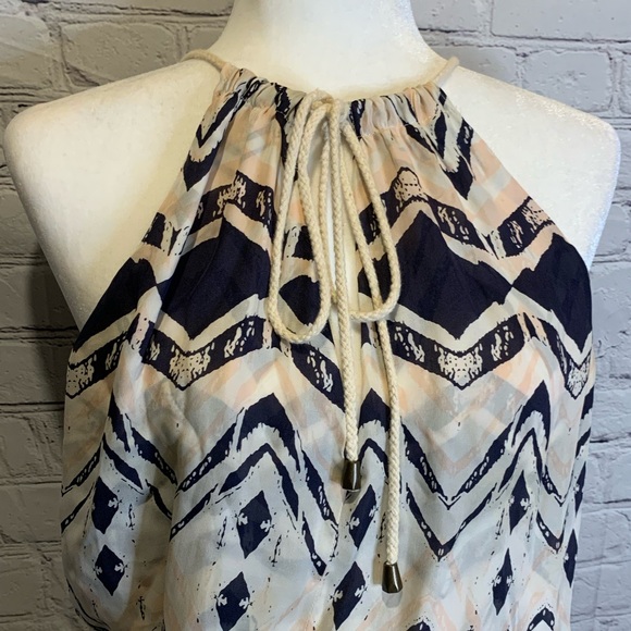 Parker Aztec Silk Maxi Dress with Tie Neck - M - Picture 4 of 10